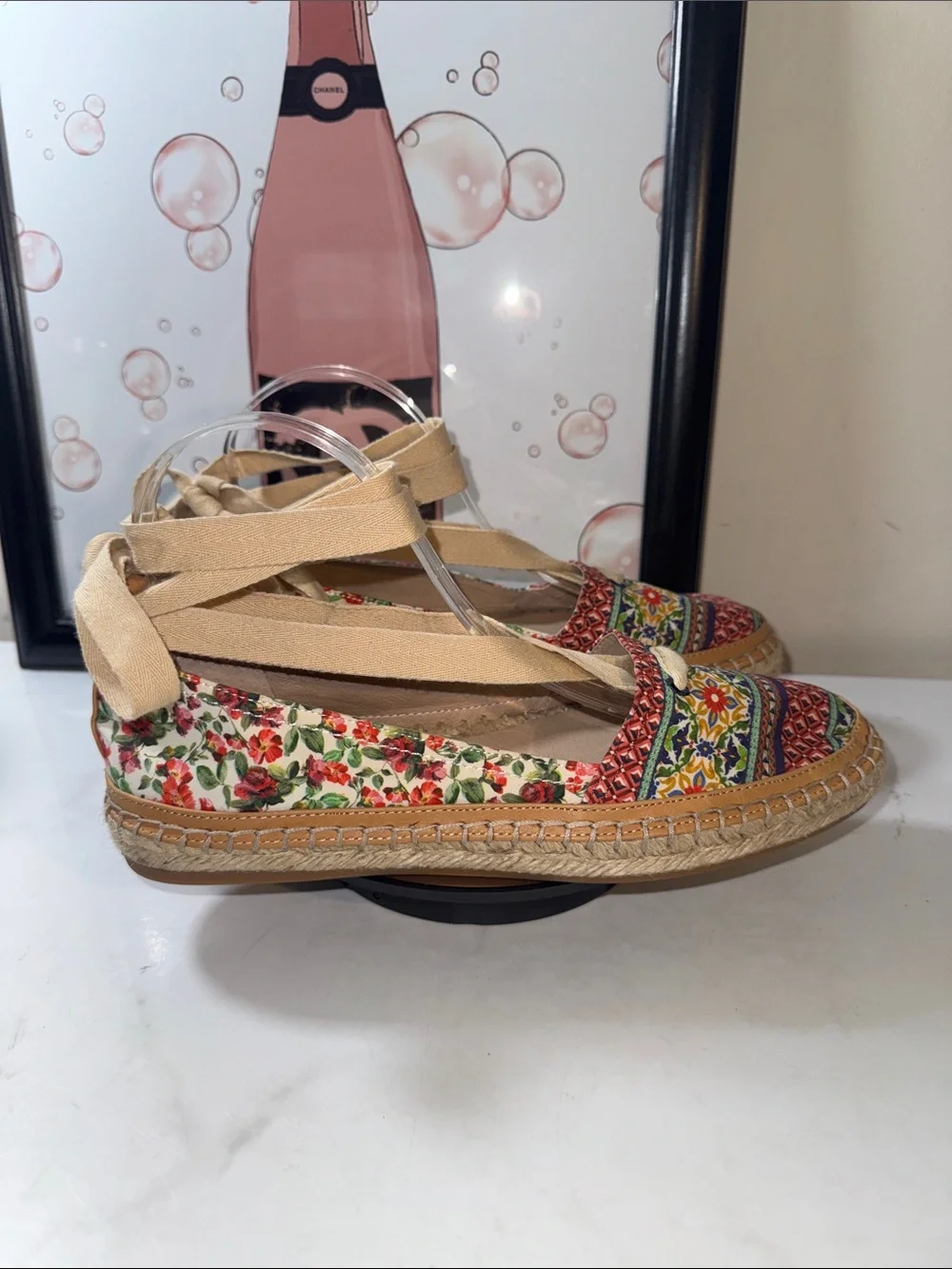NWOT Antonio Melani Luluna Ankle Wrap Floral Multicolor Espadrille Flats Size 9M